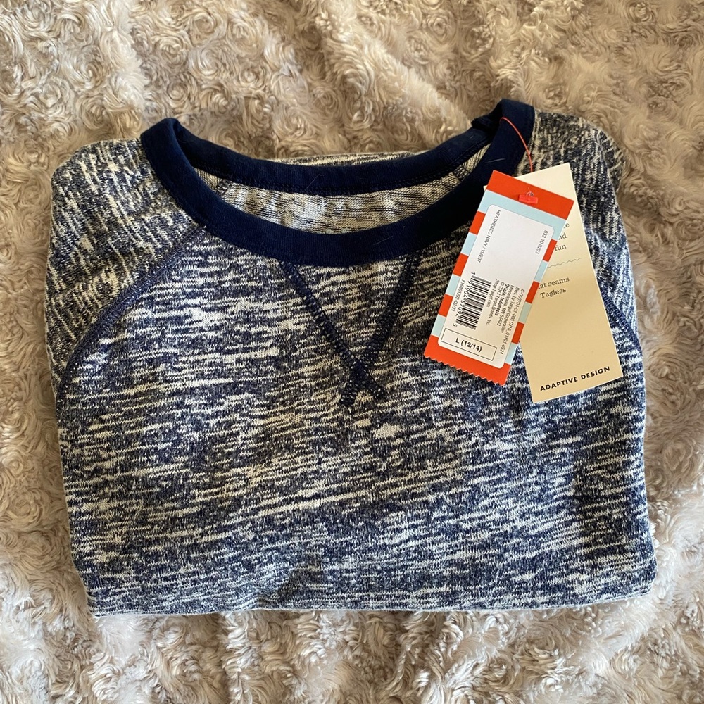 Boys Target Cat and Jack Navy Heather long sleeve NWT size 12/14 Large